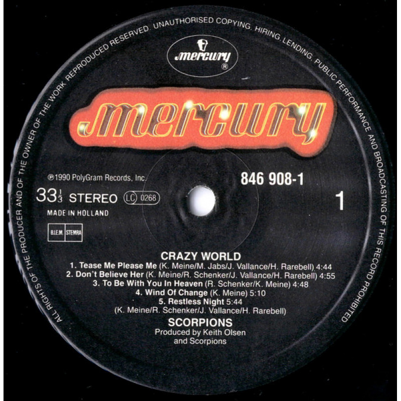 Scorpions - Crazy World (LP) 1990 Europe